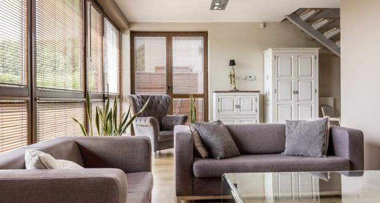 Living room with big windows
